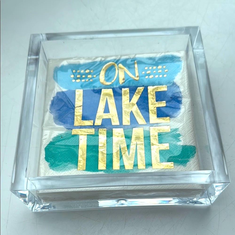 Caspari lucite cocktail napkin tray
